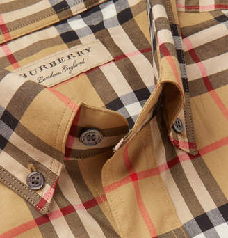 Burberry Button-down Collar Checked Cotton-poplin Shirt - Camel