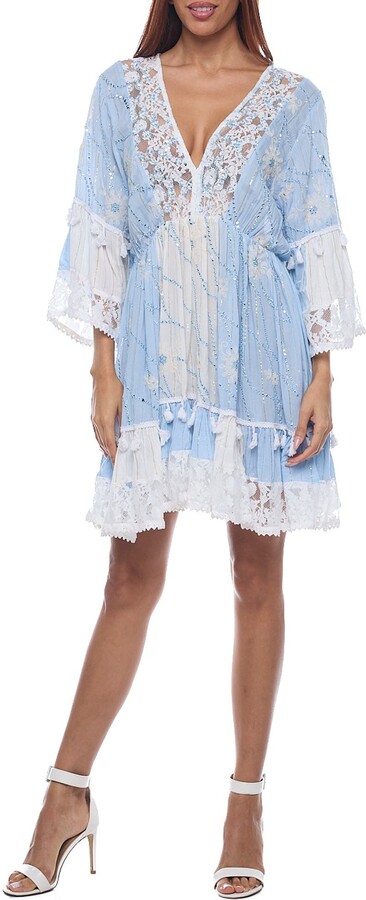 RANEES Lace Bell Sleeve Minidress