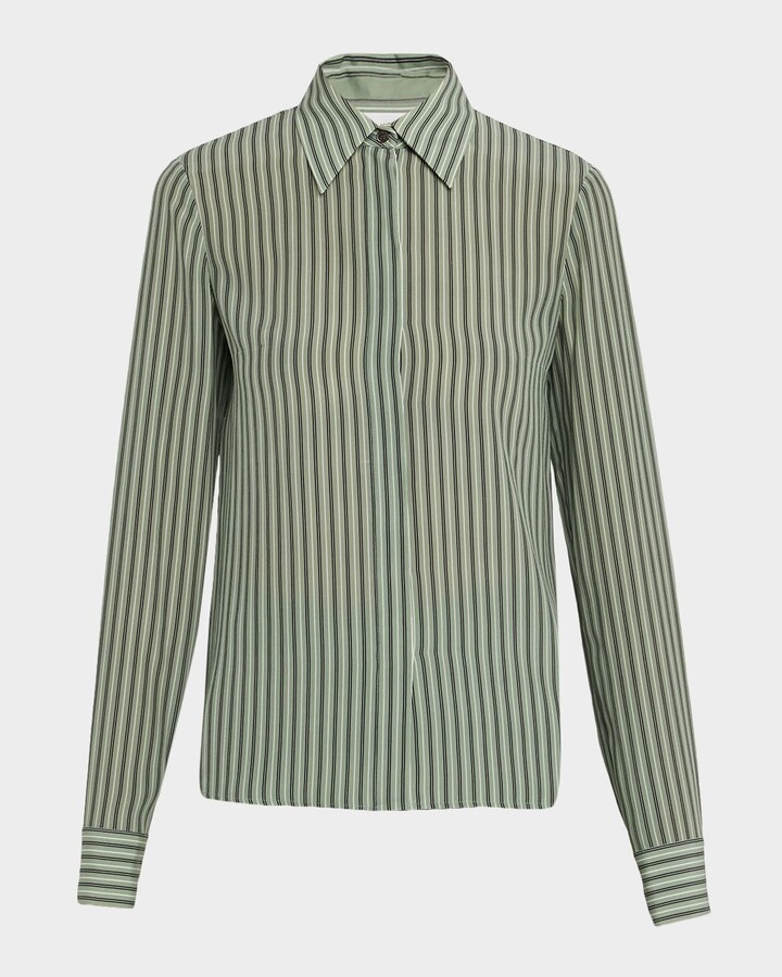 Michael Kors Collection Hansen Striped Silk Pajama Shirt