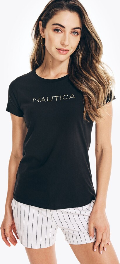 Nautica Womens Studded Logo Crewneck T-Shirt - ShopStyle