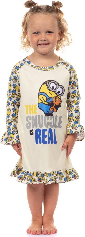 Despicable Me Toddler Girls Nightgown Minions Snuggle Sleep Long-Sleeve Raglan Pajama - Light/pastel yellow