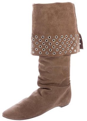 Delman Grommet-Accented Knee-High Boots