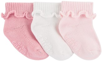 Carter's Baby Girl 3 Pack Ruffled Cuff Crew Socks