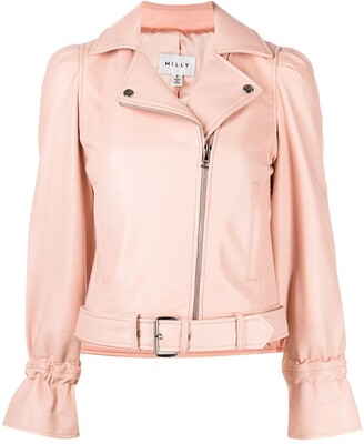 pink leather womens jacket