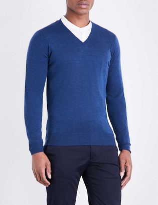 John Smedley Blenheim V-neck wool jumper - ShopStyle