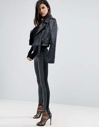 ASOS Rivington High Waisted Denim Jeggings in Tonal Black and Washed Black