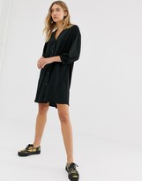 Thumbnail for your product : Monki v-neck button through mini smock dress in black