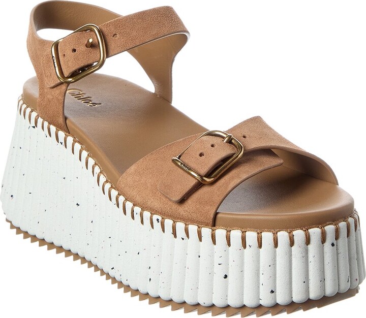 Chloé Nama Suede Wedge Sandal