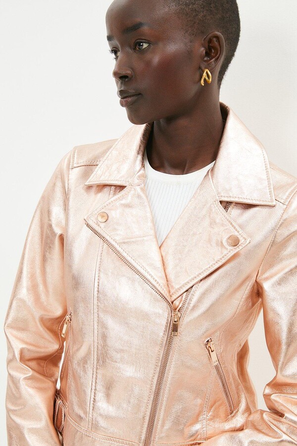 rose gold leather jacket