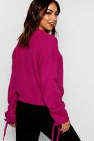 Thumbnail for your product : boohoo Ruched Sleeve Crop Jumper
