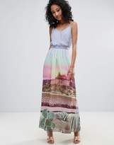 Thumbnail for your product : Yumi Scenic Print Maxi Dress With Tie Waist