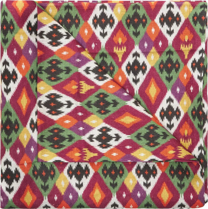 Cabana Diamond Ikat linen square tablecloth