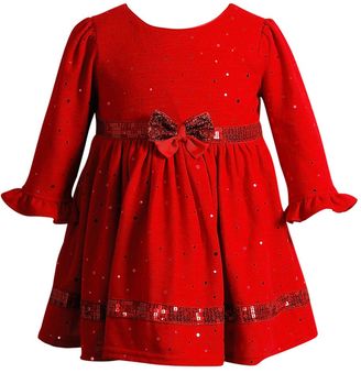 Youngland Baby Girl Red Long Sleeve Shimmer Dot Dress