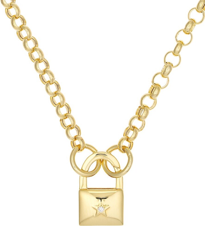 Saks Fifth Avenue 14K Yellow Gold Diamond Pad Lock Pendant Interchangable  Wrap Around Bracelet Or Necklace - ShopStyle