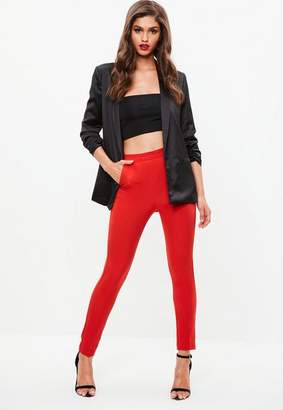 Missguided Red Skinny Trousers, Red