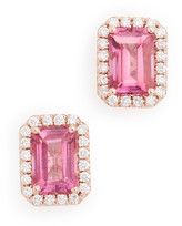 Thumbnail for your product : Suzanne Kalan 14k Rose Gold Emerald Cut & Pave Diamond Stud Earrings