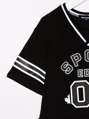 DSQUARED2 Kids Stripe-Trim Peplum-Hem Polo Shirt