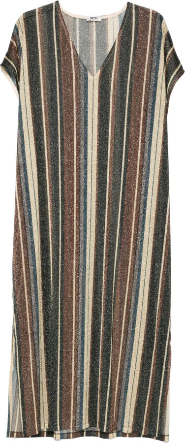 Siyu Zoe V-neck striped maxi dress