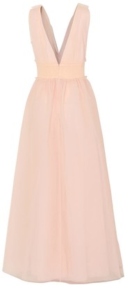 Soft Peach Tulle Full Length Gown