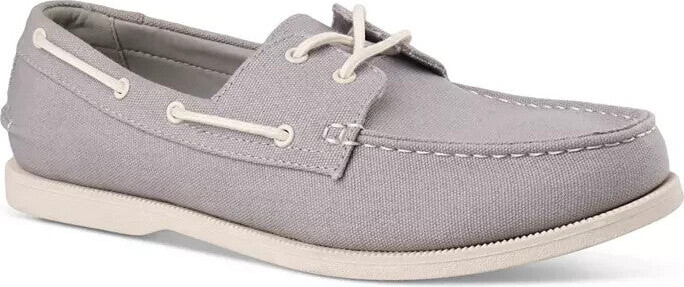 Club Room Men's Elliot 100184110MN Gray Canvas Casual Boat Shoes ZPO3783