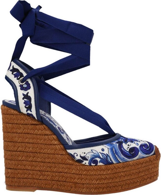 Dolce & Gabbana MajolicaPrint Ankle Strap Espadrilles ShopStyle