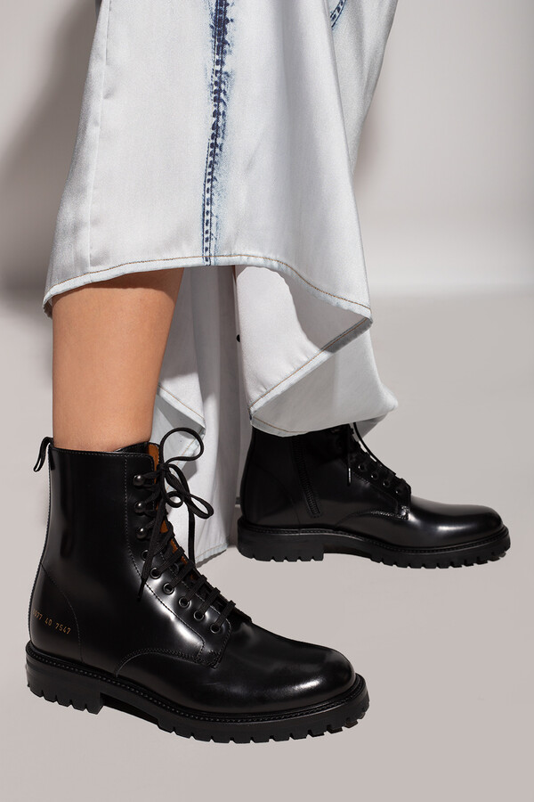 common projects leather combat boots