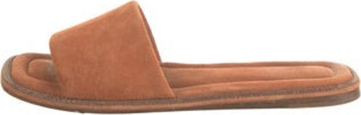 Brunello Cucinelli Suede Slides Orange Monili Crystal Embellishments Designer