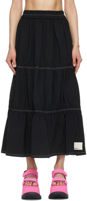 Sunnei Black Taffeta Elastic Skirt
