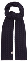Thumbnail for your product : Moncler Cable-knitted Wool Scarf - Navy