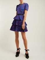 Thumbnail for your product : Self-Portrait Tiered Satin Dress - Womens - Navy Multi