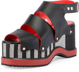 Thumbnail for your product : Proenza Schouler Striped Platform Leather Sandal, Black