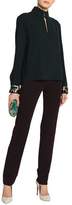 Thumbnail for your product : By Malene Birger Wrap-effect Embellished Crepe Blouse