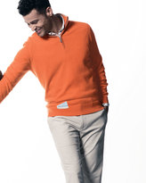 Thumbnail for your product : Neiman Marcus Half-Zip Sweater with Contrast Trim, Orange