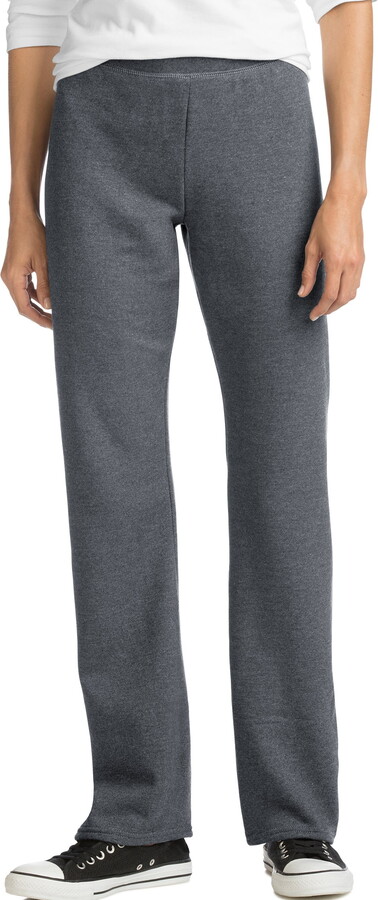 Hanes EcoSmart Women's Fleece Sweatpants with Open Bottom Legs, 28.5" (Petite Size) Slate Heather L