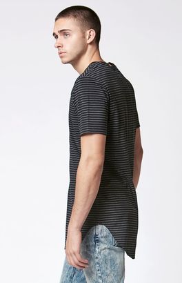 PacSun Sapling Striped Extended Length Scallop T-Shirt