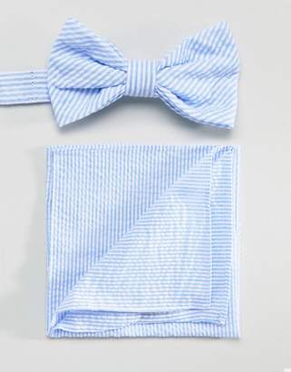Gianni Feraud Seersucker Bow Tie and Pocket Square