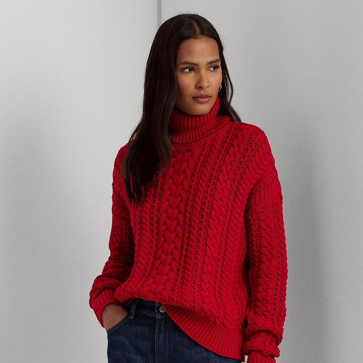 HWOKEFEIYU Cable Knit Sweater for Women Turtleneck Long Sleeve