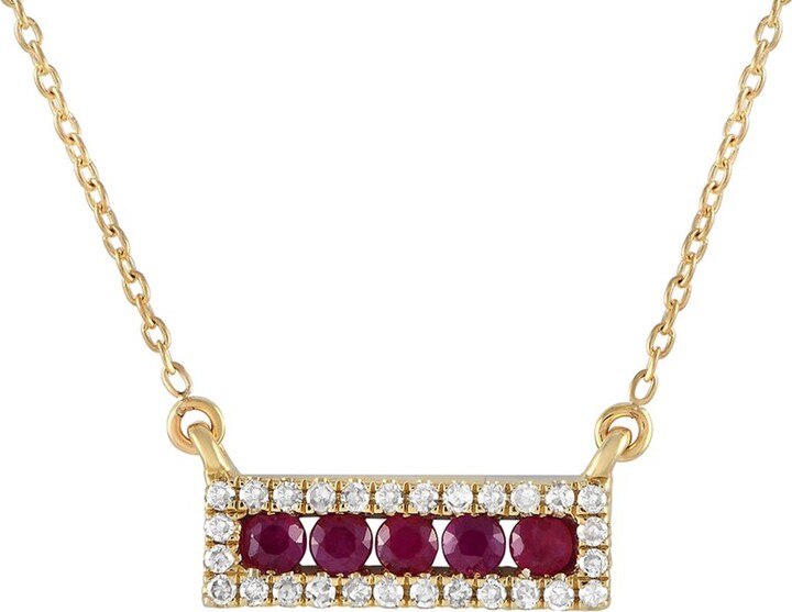 Gemstones 14K 0.15 ct. tw. Diamond & Ruby Pendant Necklace