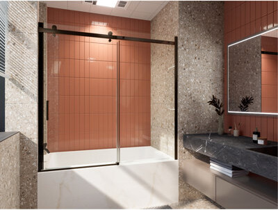 BOAIXINGFAN 56-60 In. W X 58 In. H Mod Semi-Frameless Sliding Bathtub Door With 5/16 In. (8Mm) Clear Glass