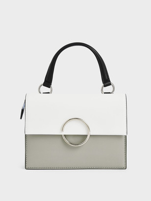 Charles & Keith Two-Tone Ring Detail Top Handle Bag