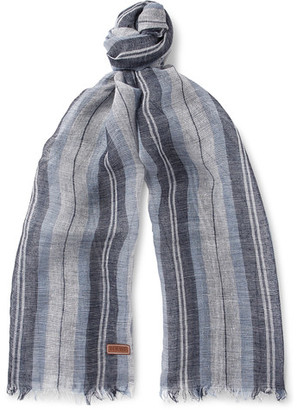 Loewe Striped Linen and Silk-Blend Scarf
