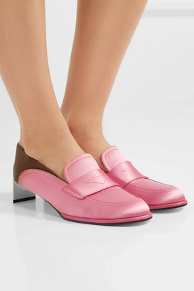 Loewe Satin And Textured-leather Loafers - Pink