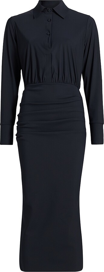 Women's Azora Shirred Sheath Midi-Dress - Midnight - Size 16