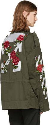 Off-White Green Diagonal Roses Jacket