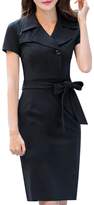 Thumbnail for your product : Retro Chic JiaYou Women's Solid Lapel Knee Length Career Office Tunic Dress