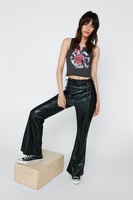 Nasty Gal Womens Faux Leather Lace Up Front Flare Pants - ShopStyle