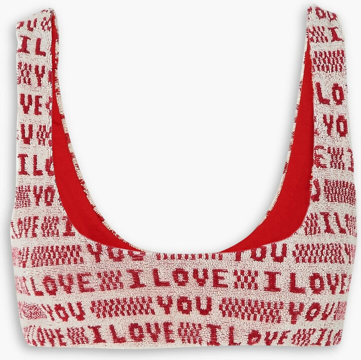 Stella McCartney Jacquard-knit cotton-blend terry bra top