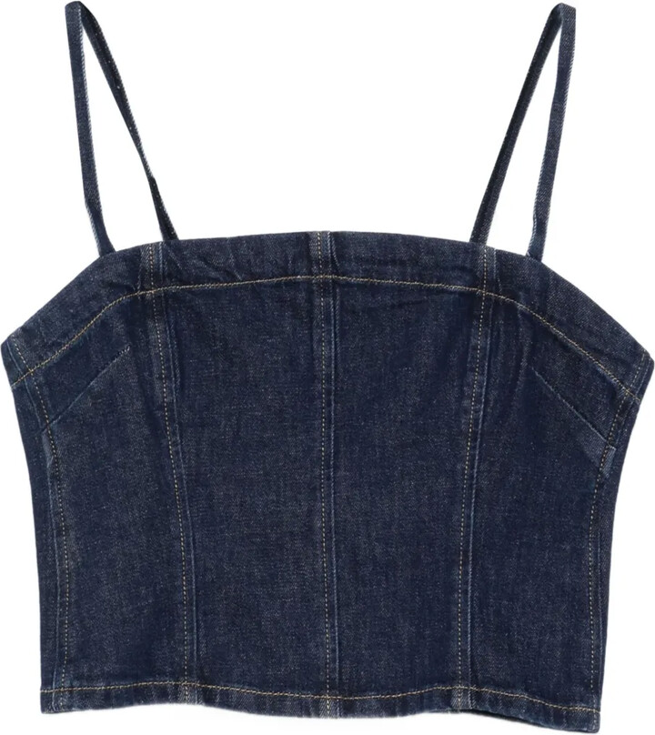 Pinko Spaghetti-Strap Denim Tank-Top