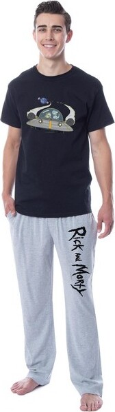 Intimo IntimoRickandMortyMens'TVShowSeriesSpaceshipTitleLogoSleepPajamaSet(Medium)Multicolored