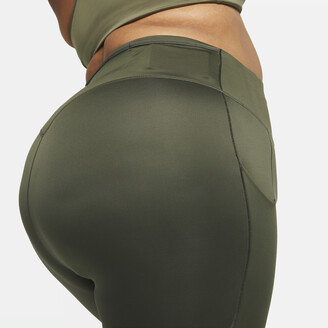 Nike Women's Go Firm-Support High-Waisted 7/8 Leggings with Pockets (Plus Size) in Green
